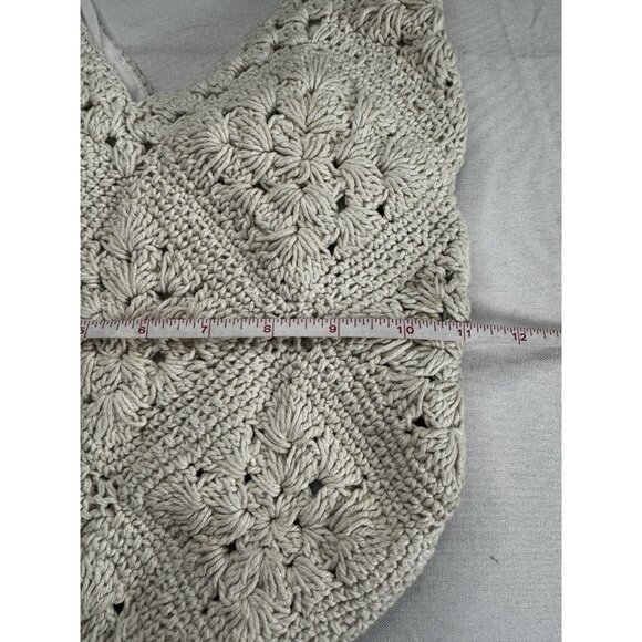 Ivory Crochet Macrame Hobo Hippie Shoulder Crossbody Bag Boho Bucket Purse Indie - Picture 12 of 14